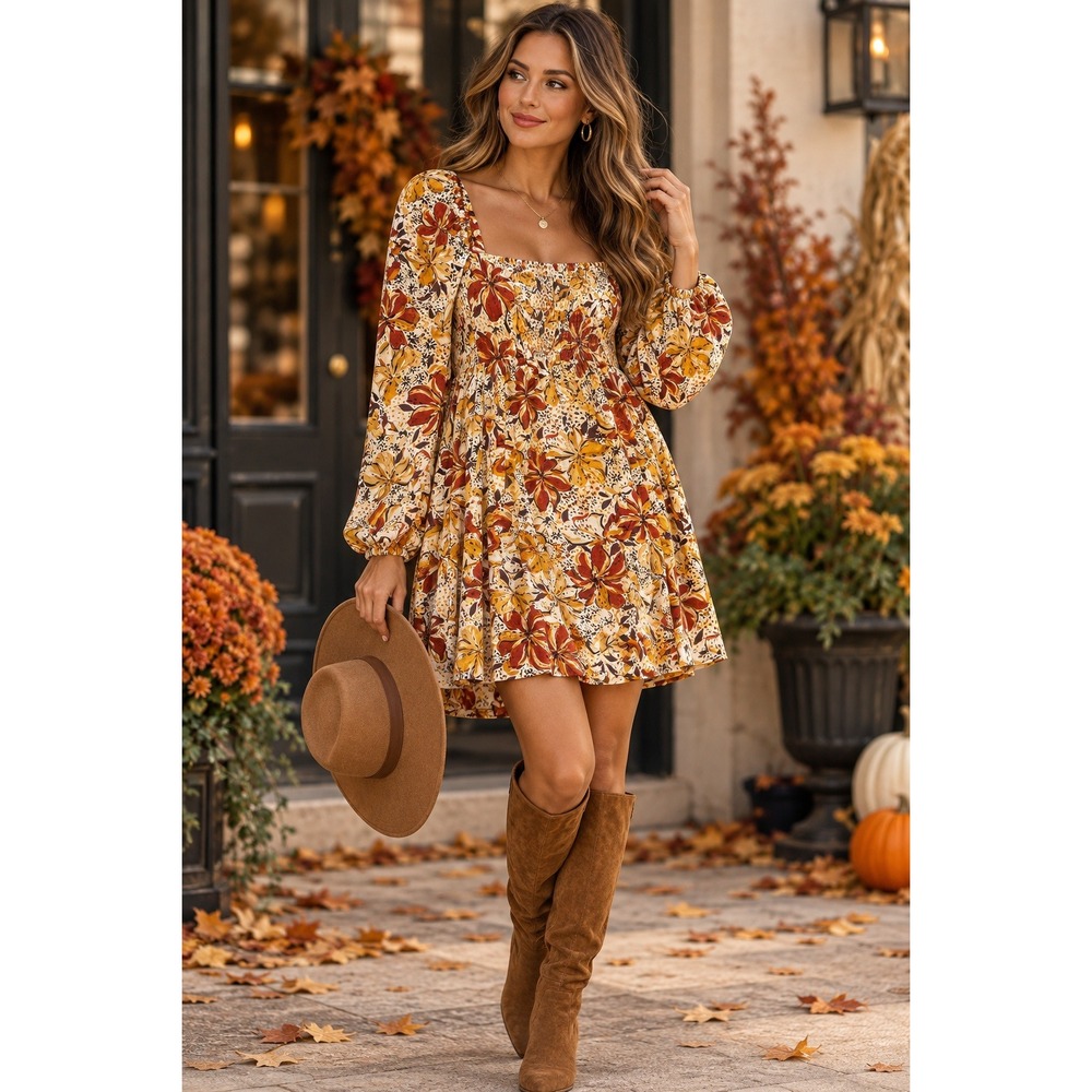 NWT & Other Stories Nordstrom Fall Floral Linen Mini Dress ($169) US 6
